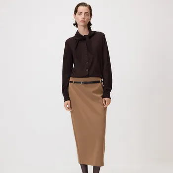 Dámská sukně Reserved - Midi sukně s páskem - zlatavá hnědá - 693EH-82X - 693EH-82X-XXL