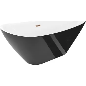 Vana MEXEN LOTOS VOLNĚ STOJÍCÍ VANA BÍLÁ/ČERNÁ 150 x 75 CM RŮŽOVÉ ZLATO