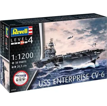 Plastikový model Revell Starter Kit loď 75824 - USS Enterprise CV-6 (1:1200)
