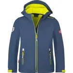 DĚTSKÁ ZATEPLENÁ SOFTSHELLOVÁ BUNDA TROLLKIDS TROLLFJORD, MYSTIC BLUE / GLOW GREEN Velikost: 128