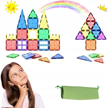 ostatní stavebnice STAVEBNICE KOSTKY Velké Magnetické Dlaždice 3D Stavebnice sada 40 ks