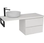 Cerano Navira Pro Deska pod umyvadlo 141x46,5x3,6 cm, skříňka Carole 69 cm, bílá matná, konzole černá, CER-606198