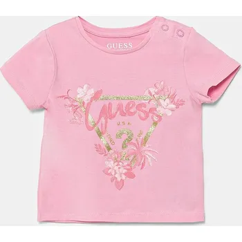 Chlapecké tričko Dětské tričko Guess růžová barva, A5GI03 K6YW4 A5GI03.K6YW4.PPYA 30X, vel. 55-62