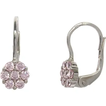 Náušnice Zlaté náušnice kytičky s růžovými zirkony patent Au 585/1000 hmotnost 1,59g