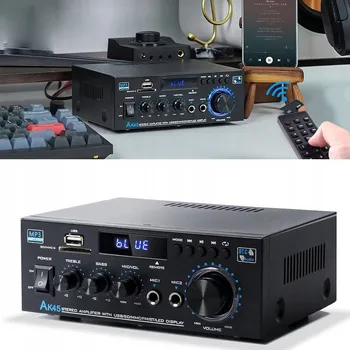 Hi-Fi Zesilovač Černý audio zesilovač Bluetooth 5.0, 2.0-kanálový, 40 W + 40 W s dálkovým ovládáním