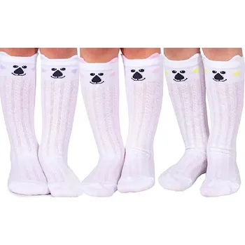 Dámské ponožky Bílé ponožky ponožky s krajkovým vzorem a medvídkem Yoclub 27/30 K13