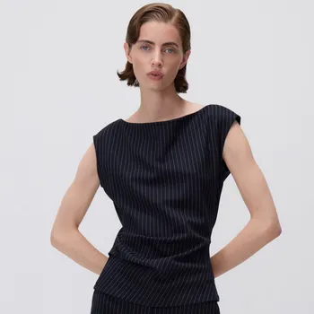 Dámské tričko Reserved - Halenka s řasením - tmavomodrá - 873HD-59X - 873HD-59X-S