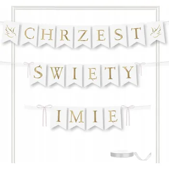 BANNER girlanda nápis CHRZEST ŚWIĘTY + IMIĘ girlanda závěsná nápis vlaječky