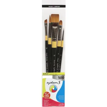 Malířský štětec Daler Rowney System3 Acrylic Brush Synthetic Sada štětců 5 ks