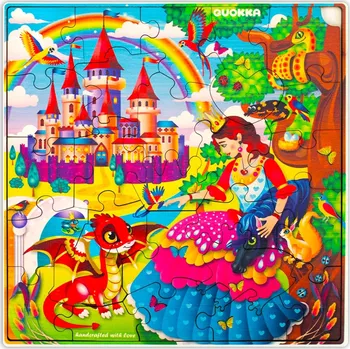 Puzzle Dřevěné puzzle pro děti s motivem princezny a zvířat, 28 dílků, 3+
