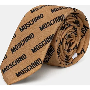 Kravata Hedvábná kravata Moschino béžová barva, M5863 55009 M5863.55009 80X, vel. ONE SIZE