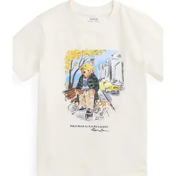 Dětské bavlněné tričko Polo Ralph Lauren béžová barva, s potiskem, 322979493001 01X, vel. 124-134