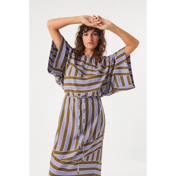 Dámské šaty Šaty SKFK Ligi K7 fialovo zelené pruhované dlouhé Velikost: 44