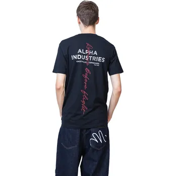 Pánské tričko Tričko Alpha Industries Signature Backprint Black - M