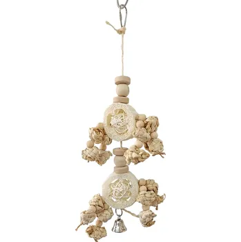 Hračka pro ptáka Dřevěná hračka s lufou 42x21cm