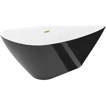 Vana MEXEN LOTOS VOLNĚ STOJÍCÍ VANA BÍLÁ/ČERNÁ 150 x 75 CM ZLATÁ BROUŠENÁ