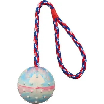 Hračka pro psa TRIXIE míček z přírodní gumy na provázku, průměr 6 cm