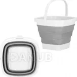 Skládací kbelík silikonové hranaté - 10L - šedo-bílé