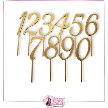 Číslo vzor 6 dle výběru - plastový zápich - Tmavě zlatá / 8