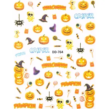 Umělé nehty Ultra tenké samolepky na nehty – Halloween DD764 (barevné) (Nálepky na nehty - Halloween DD764)