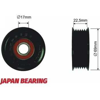 Vratná/vodicí kladka, klínový žebrový řemen, RRK-MZ-001