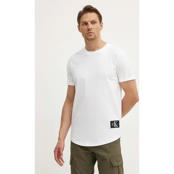 Pánské tričko Bavlněné tričko Calvin Klein Jeans hnědá barva, s aplikací, J30J323482 00X, vel. S