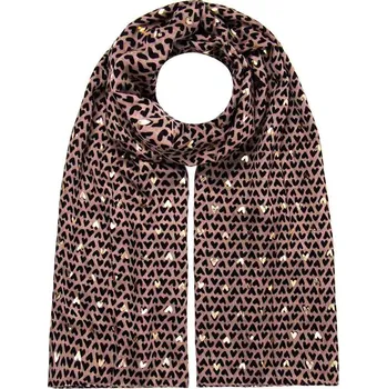 Šála Dámský lehký šál se srdíčky hnědý 7200805-1 JY5115-13