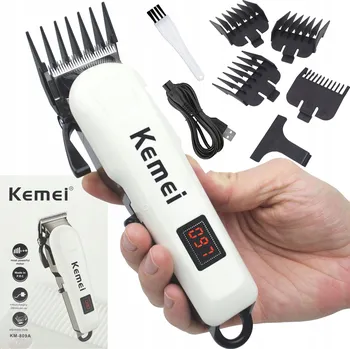 KM-809A KEMEI STŘÍHACÍ STROJEK NA VLASY 3 NÁSTAVCE HOLICÍ STROJEK LCD