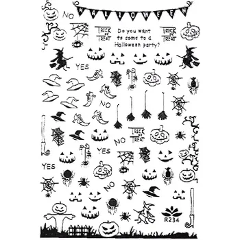 Umělé nehty Ultra tenké samolepky na nehty – Halloween R234 (stříbrné) (Nálepky na nehty - Halloween R234)