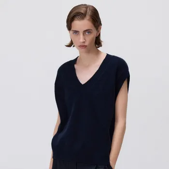 Dámský svetr Reserved - Vesta s příměsí vlny - tmavomodrá - 272GV-59X - 272GV-59X-S