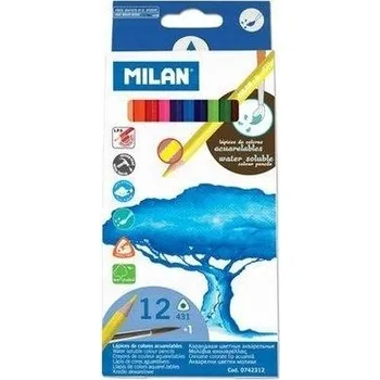 Výtvárné potřeby Akvarelové Pastelky Milan trojúhelníkové, 12 barev