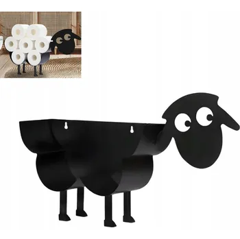 STOJAN DRŽÁK NA TOALETNÍ PAPÍR OVCE BERAN ČERNÝ KOVOVÝ NA NĚKOLIK ROLÍ