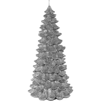 Svíčka Svíčka dekorační, strom, stříbrná, 17,5cm (DOPRODEJ)|Kaheku