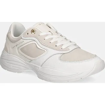 Pánské tenisky Kožené sneakers boty Tommy Hilfiger CHUNKY RUNNER béžová barva, FW0FW08130 01M, EUR 40
