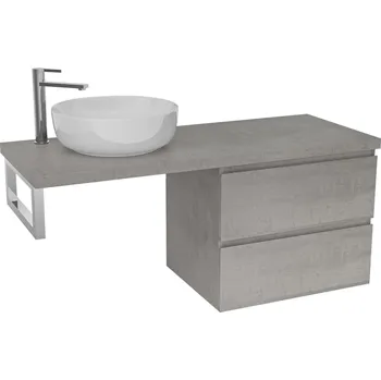 Koupelnový nábytek Cerano Navira Pro Deska pod umyvadlo 141x46,5x3,6 cm, skříňka Carole 69 cm, betonově šedá, konzole chrom, CER-606195