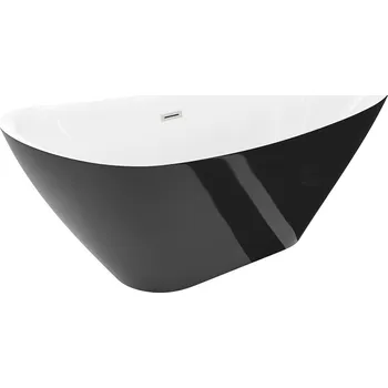 Vana MEXEN LOTOS VOLNĚ STOJÍCÍ VANA BÍLÁ/ČERNÁ 140 x 75 CM NIKIEL KARTÁČOVANÝ