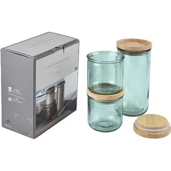 Sklenice Sklenice s víčkem HERMETIC, stohovatelná, set 1+2, sv. zelená|Vidrios San Miguel|Recycled Glass