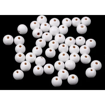 Korálek Dřevěné korálky Ø10 mm Varianta: 6 bílá, Balení: 20 g