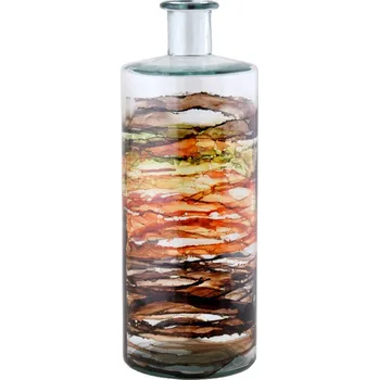 Váza Váza MYSTERY, pr.15x40cm|5L, čirá/hnědá-pruhy|Vidrios San Miguel|Recycled Glass