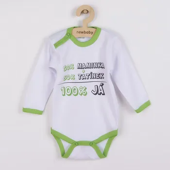 Kojenecký body Body s potiskem New Baby 50% MAMINKA + 50% TATÍNEK - 100% JÁ zelené Barva: Zelená, Velikost: 86 (12-18m)