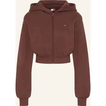 Dámská mikina Tommy Jeans Dámská Cropped Mikinová Bunda, hnědá, 34