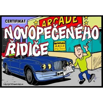 Žertovný předmět Certifikát novopečeného řidiče (modré auto) 327778