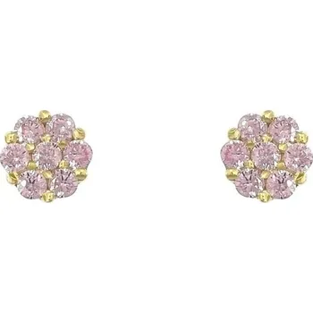 Náušnice Zlaté náušnice kytičky s růžovými zirkony Au 585/1000 hmotnost 1,49g