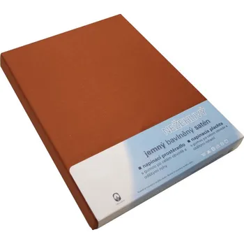 Prostěradlo KNITVA Saténové napínací prostěradlo 90 x 200 cm ze 100% bavlny HNĚDÉ