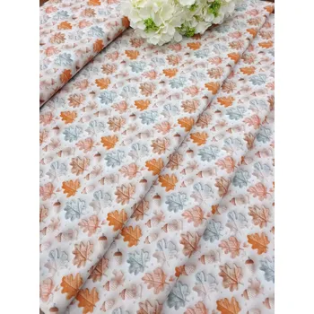 EU látka 100% bavlna - podzimní žaludy a listí oranžová metráž