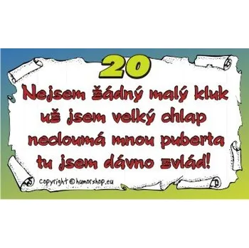Žertovný předmět Průkaz 20 pro muže 327932