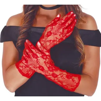 Karnevalový doplněk Krajkové rukavice červené Fiestas Guirca