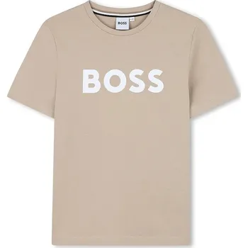 Chlapecké tričko Dětské bavlněné tričko BOSS béžová barva, s potiskem, J52030 J52030.102.108 80X, vel. 108