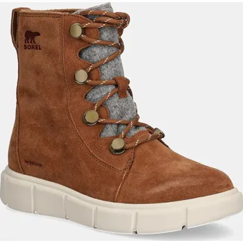 Dámské kozačky Nízké kozačky Sorel SOREL EXPLORER III JOAN WP dámské, hnědá barva, na plochém podpatku, lehce zateplené, 2077951242 88X, EUR 42