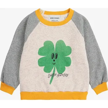 Dámská mikina Dětská bavlněná mikina Bobo Choses Lucky Clover 225AB053 béžová 01X, vel. 74